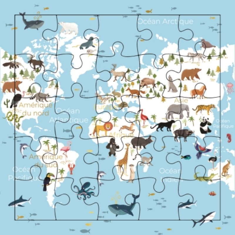 Carte puzzle Mappemonde