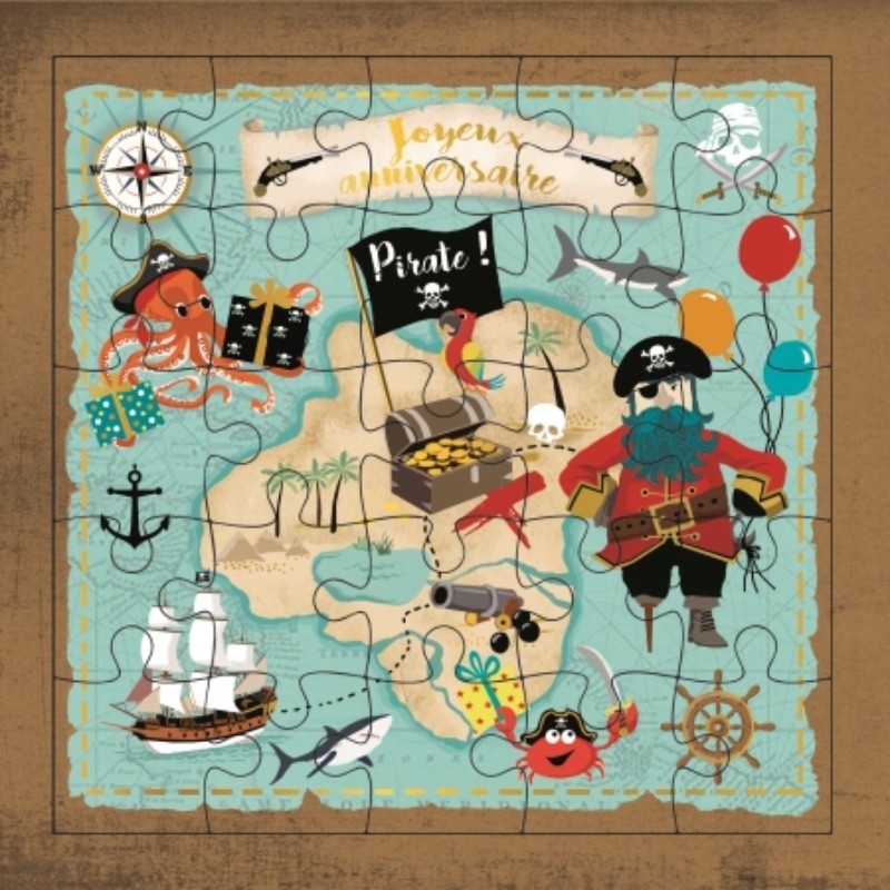 Carte puzzle Pirates Joyeux...