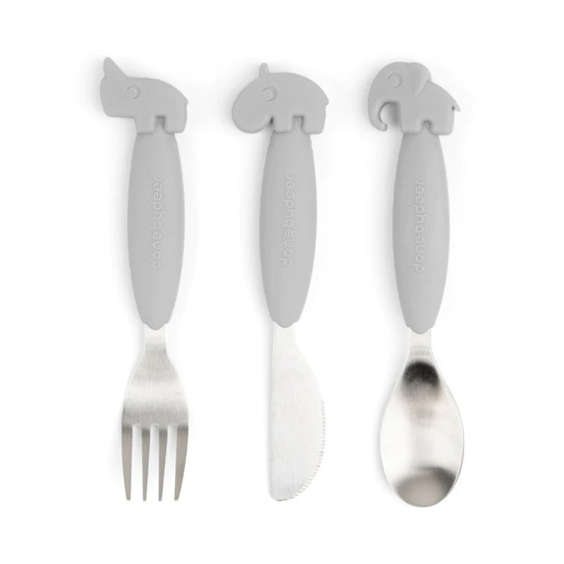 Set 3 couverts silicone gris