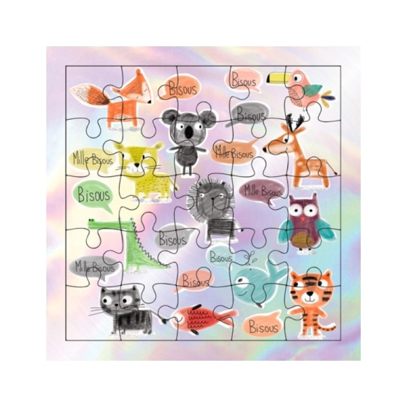 Carte puzzle bisous petits...