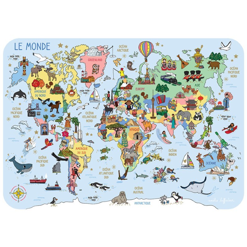 Carte postale Mappemonde