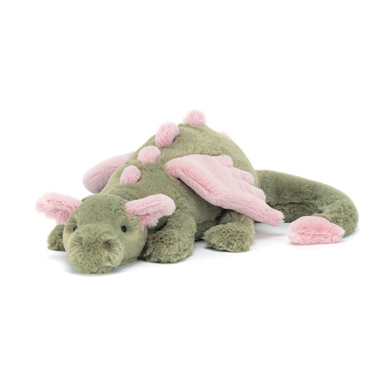 Peluche dragon vert et rose...