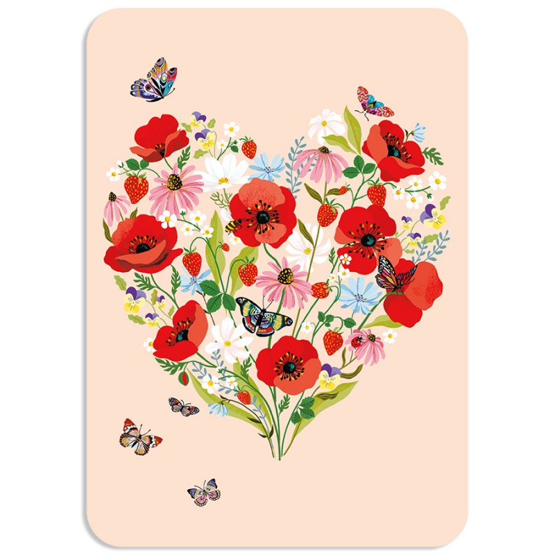 Carte postale - Coeur fleurs