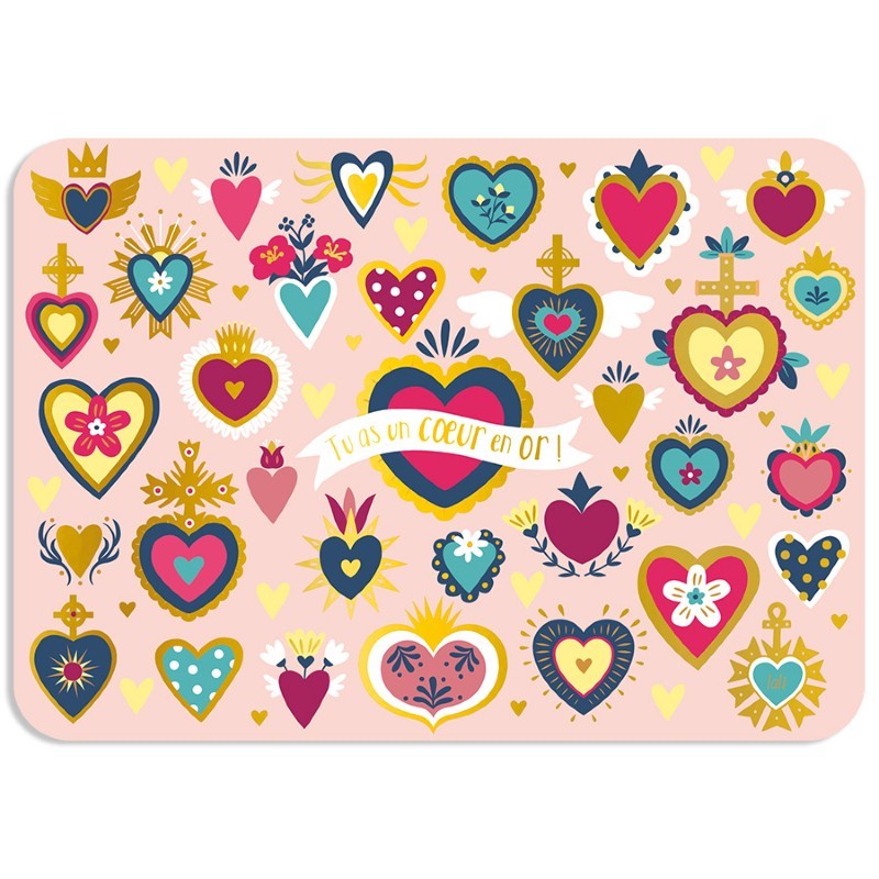 Carte postale - Coeur en or