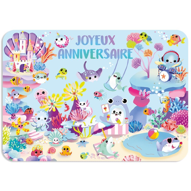 Carte postale kawai en mer...