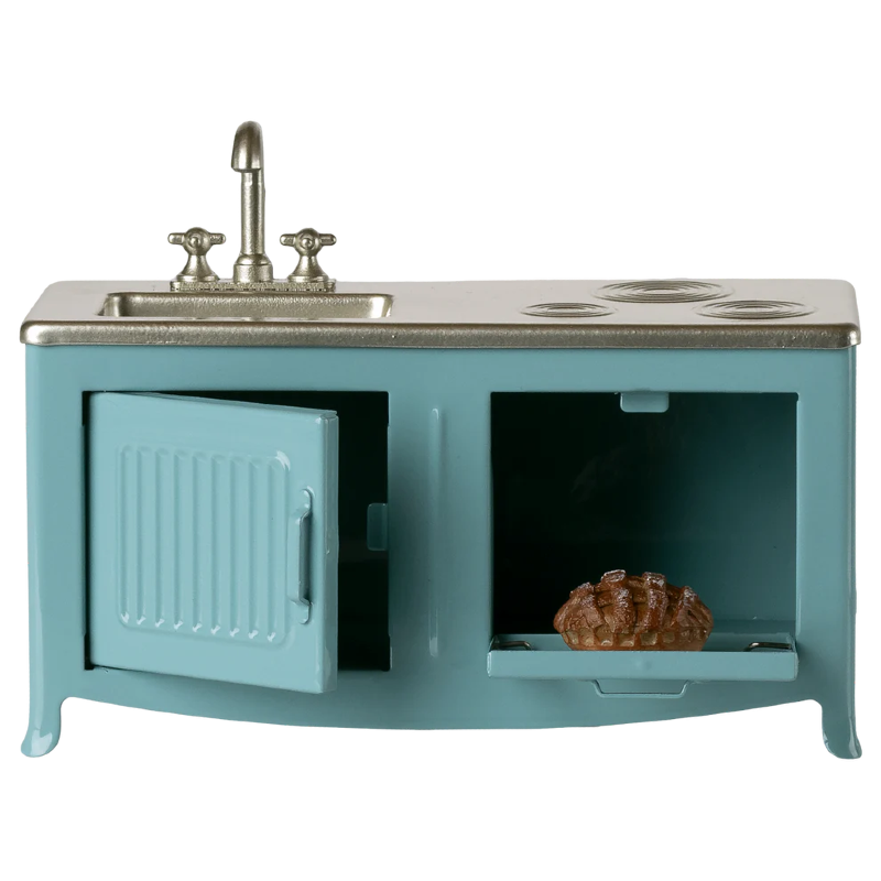 Cuisinière en métal bleu...