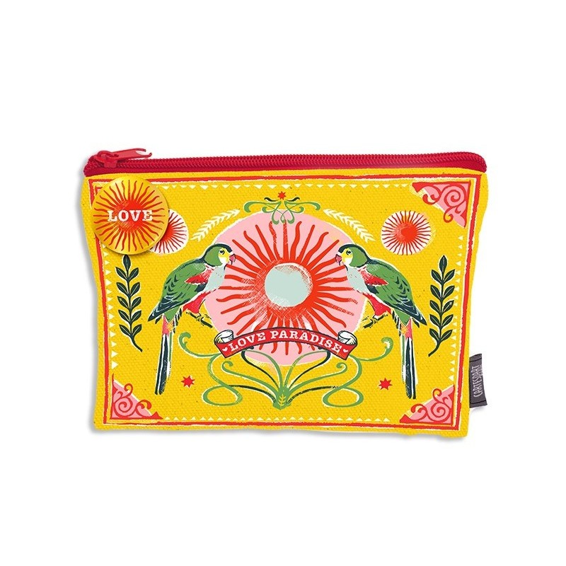 Trousse et badge - Perroquets