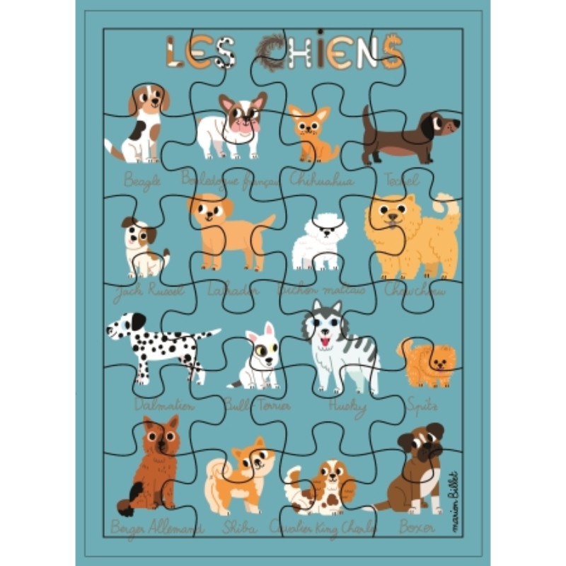 Grande carte puzzle Chiens